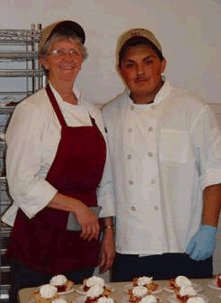 Culinary arts instructor and student